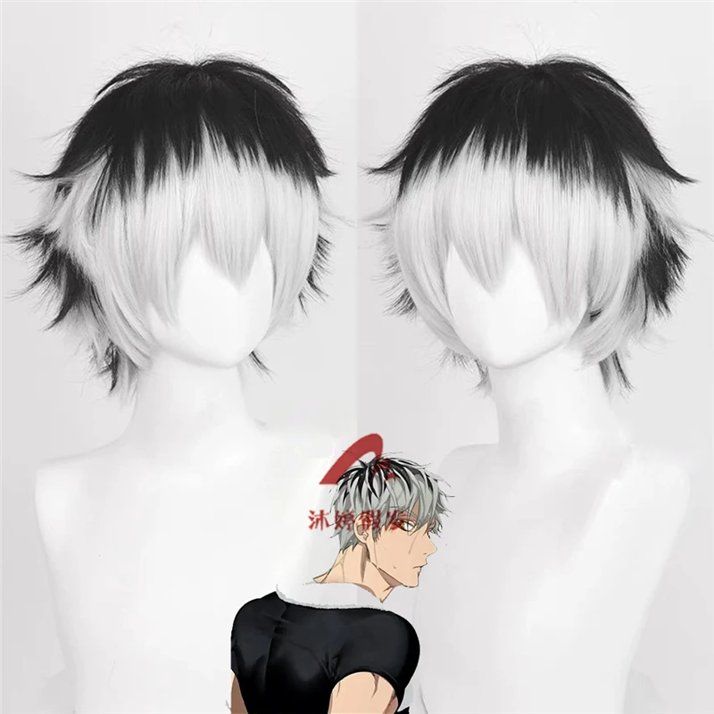 沐婷 排球少年 木兔光太郎cos假发 黑色相间散发版本打毛头顶