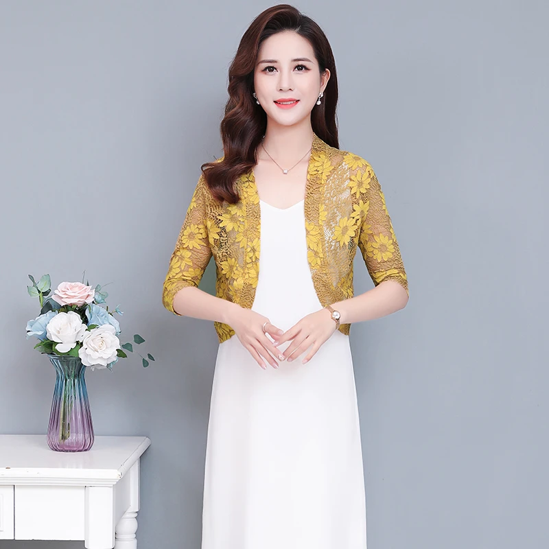 小披肩外套短款春夏时尚外搭薄款百搭大码蕾丝气质开衫洋气妈妈装