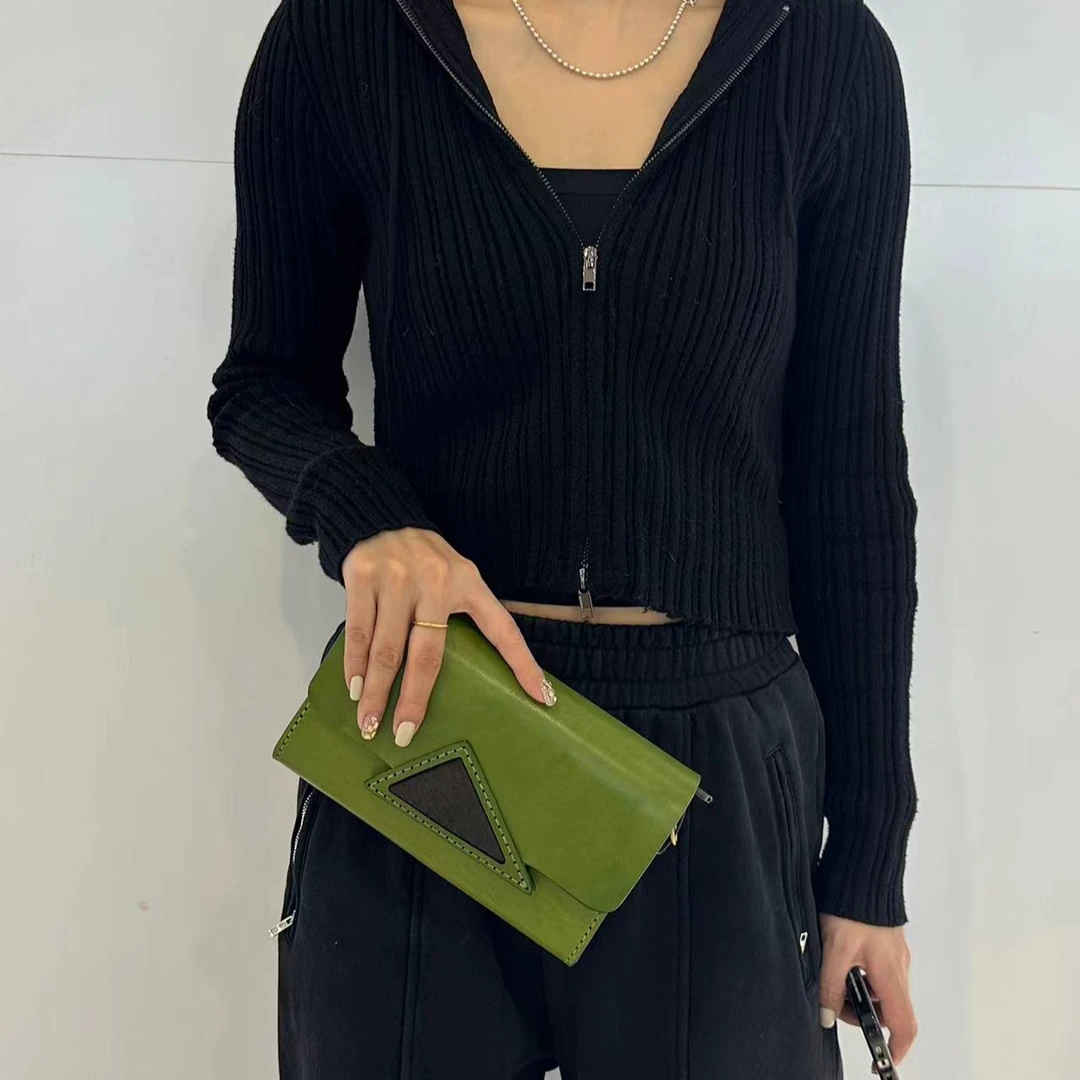 食草堂专柜女包 时尚复古百搭小众经典彩色植鞣斜挎手拿包 南希-1