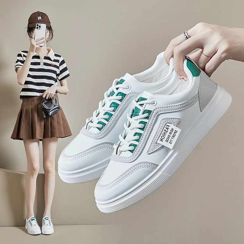 2025夏季新款小白鞋女ins韩版学生跑步运动板鞋增高系带休闲鞋