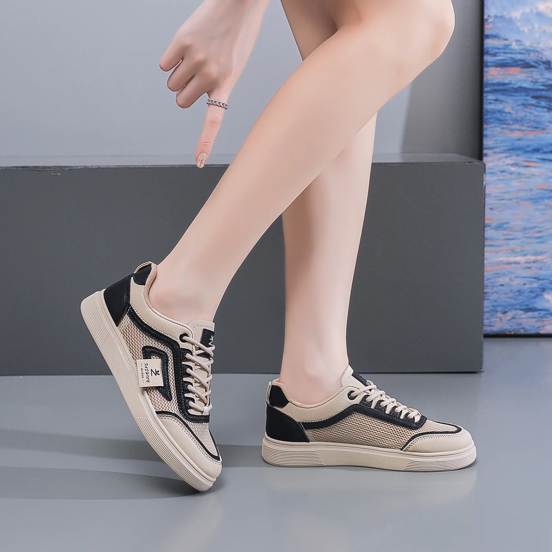 2025年夏季网面新款透气时尚百搭软底韩版平底学生运动跑步小白鞋
