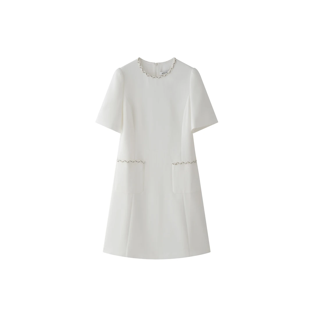 Q074倾玫简约通勤气质直筒裙小香风连衣裙女ASSL8005