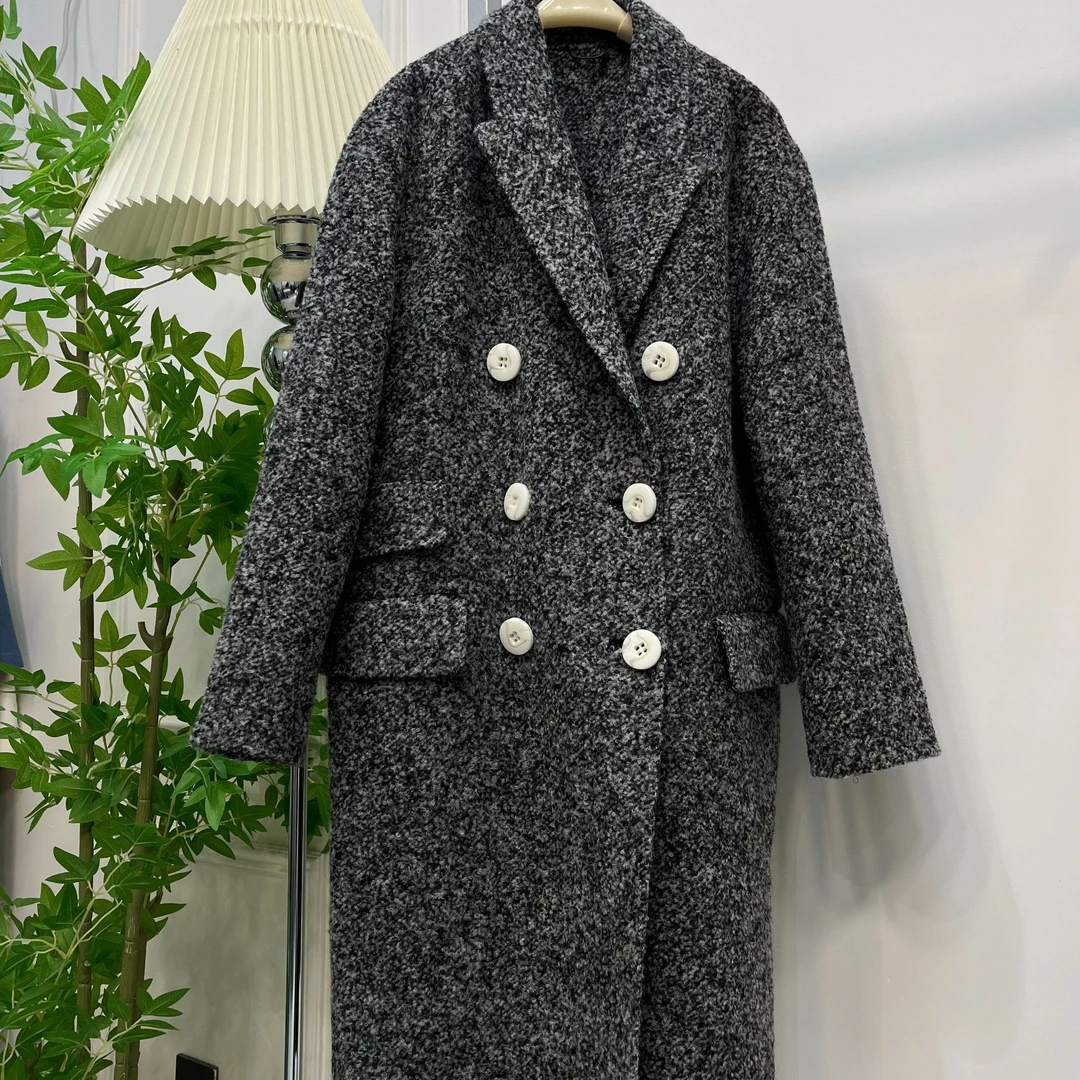 Q069倾玫灰色简约大衣AD2440956600021