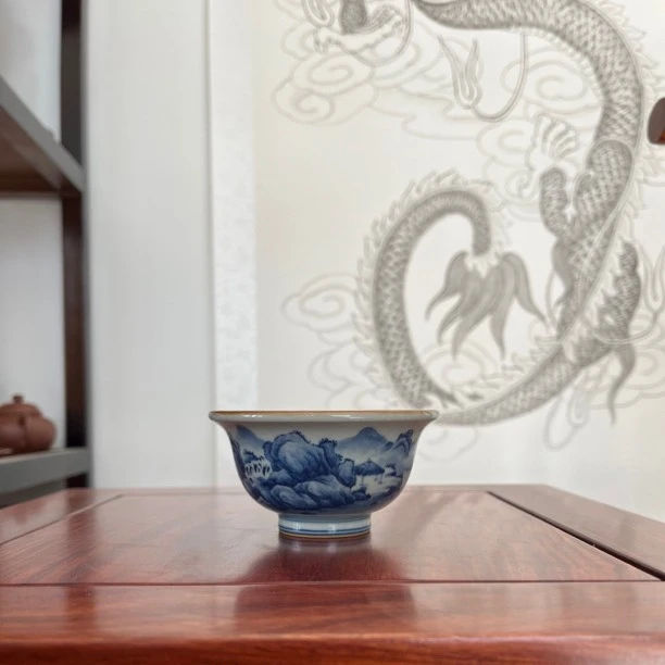 御前造原创设计永乐压手杯开片山水，宫廷美学创新品