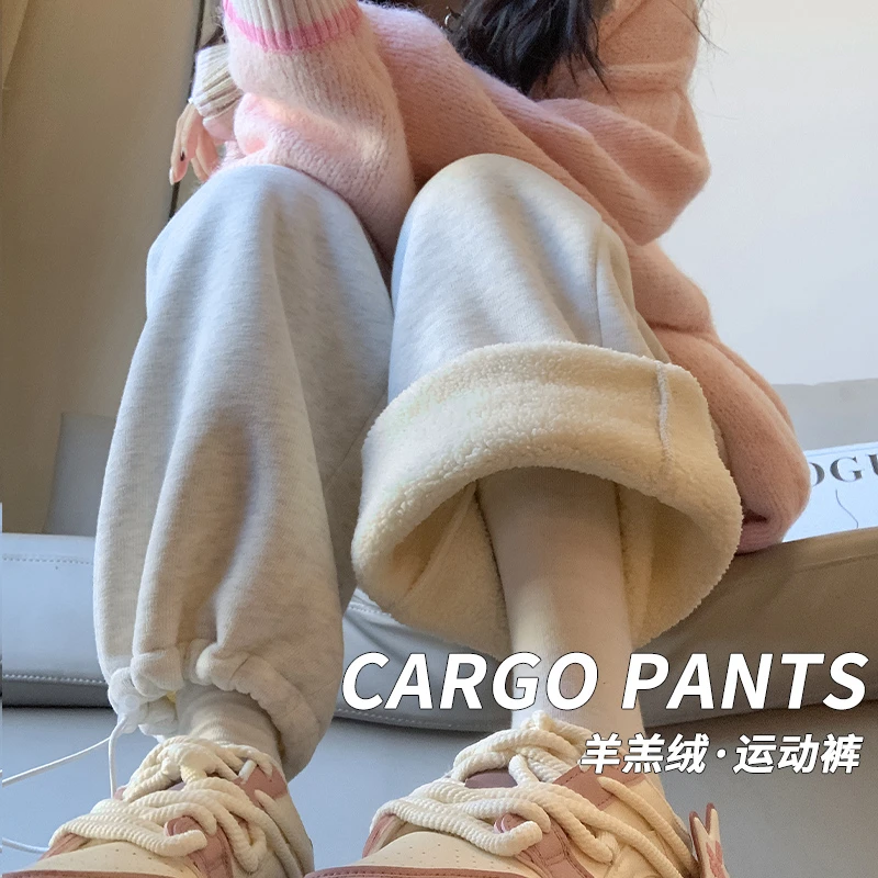 美式休闲运动卫裤女春秋款2025新款高腰休闲两穿宽松小个子阔腿裤