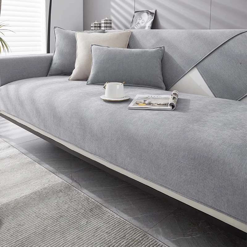 雪尼尔沙发垫四季通用简约现代防滑沙发套罩轻奢座垫子盖布巾定制