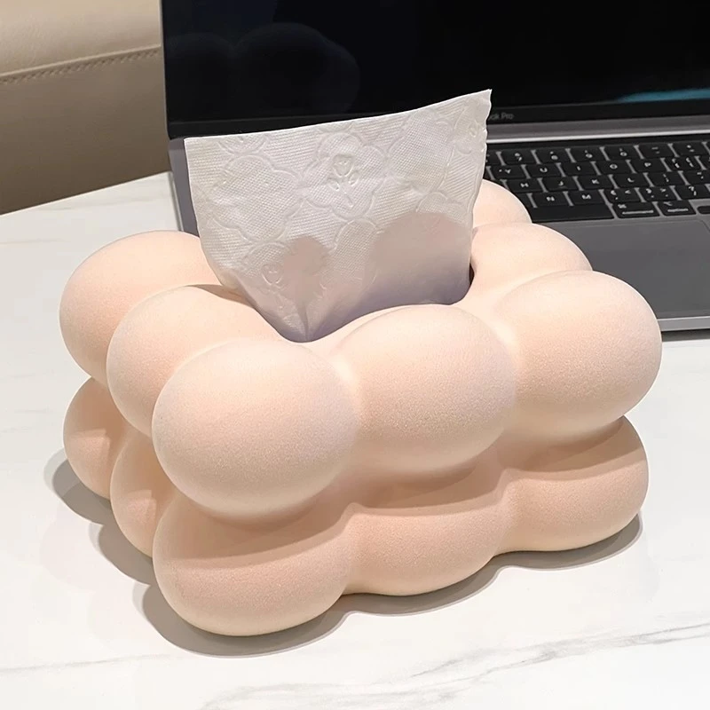 奶油风纸巾盒客厅棉花糖抽纸盒轻奢创意纸抽盒家用餐巾纸盒摆件