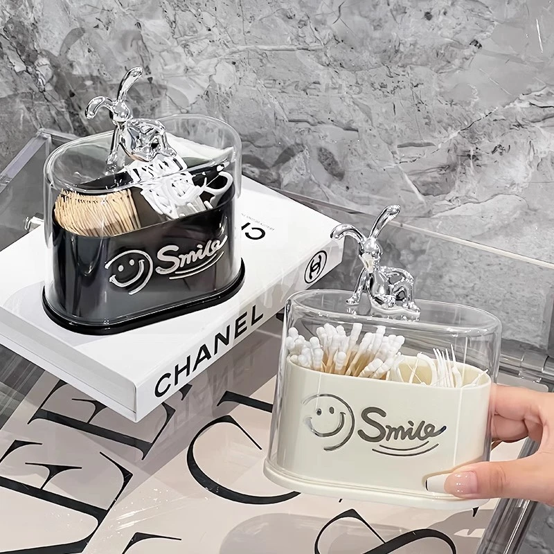 牙签盒家用个性创意精致奶油风牙线棉签二合一收纳盒亚克力高级感