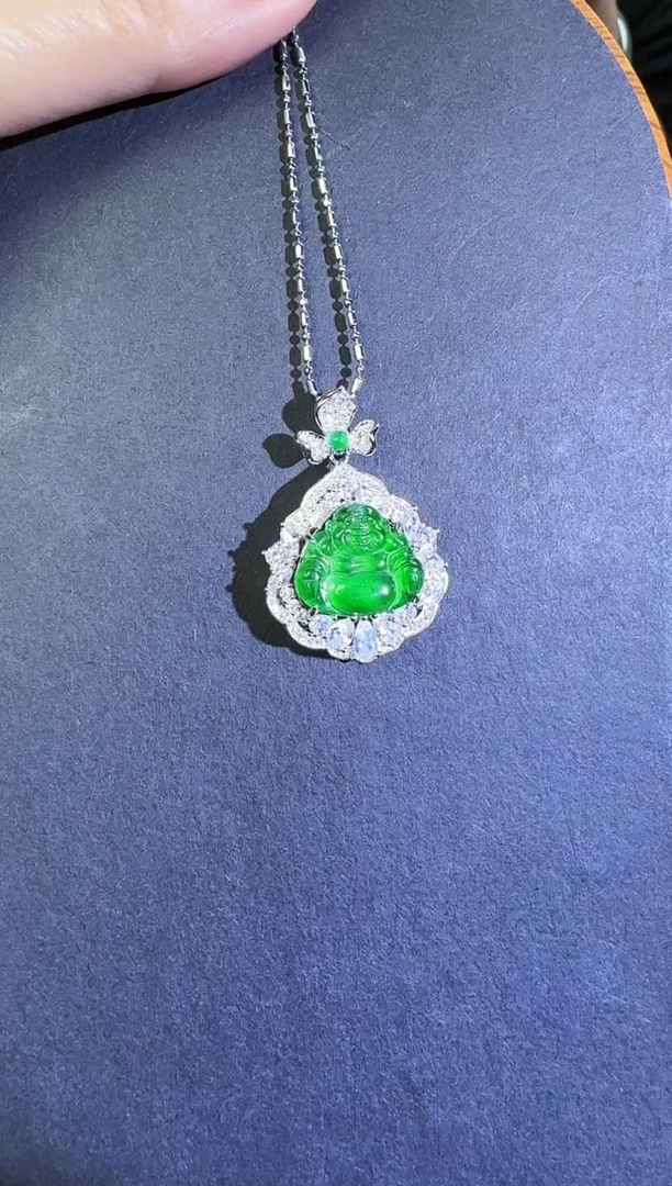 【闪购商品】翡翠吊坠(不含链)银S925镶嵌绿佛公