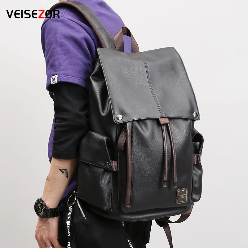 VEISEZOR/范思佐男士双肩包高档背包时尚复古15.6英寸电脑包潮牌