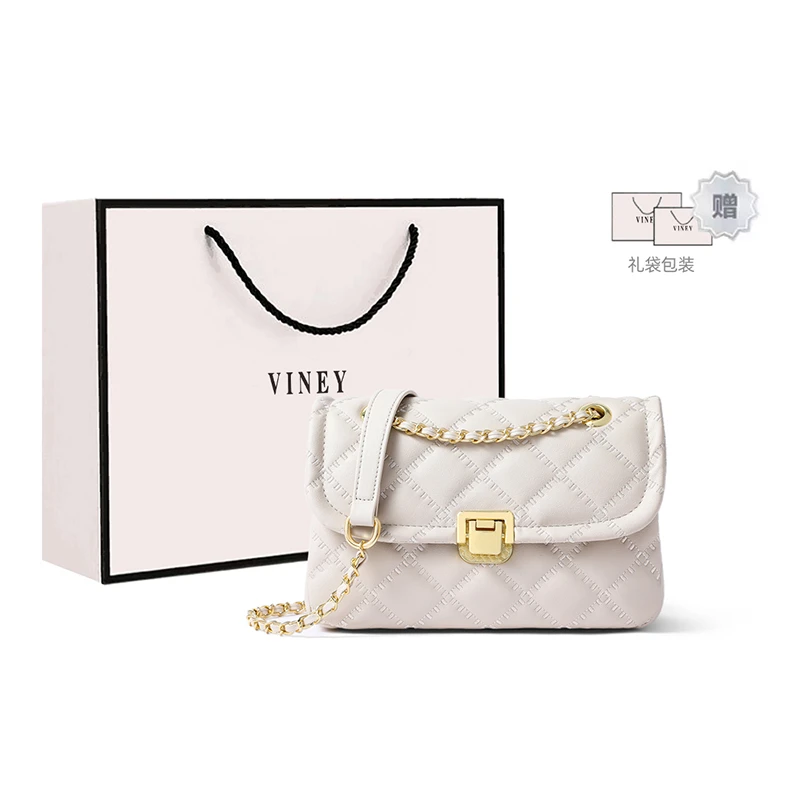 Viney真皮包包女2025新款轻奢单肩链条包潮生日圣诞礼物送女生