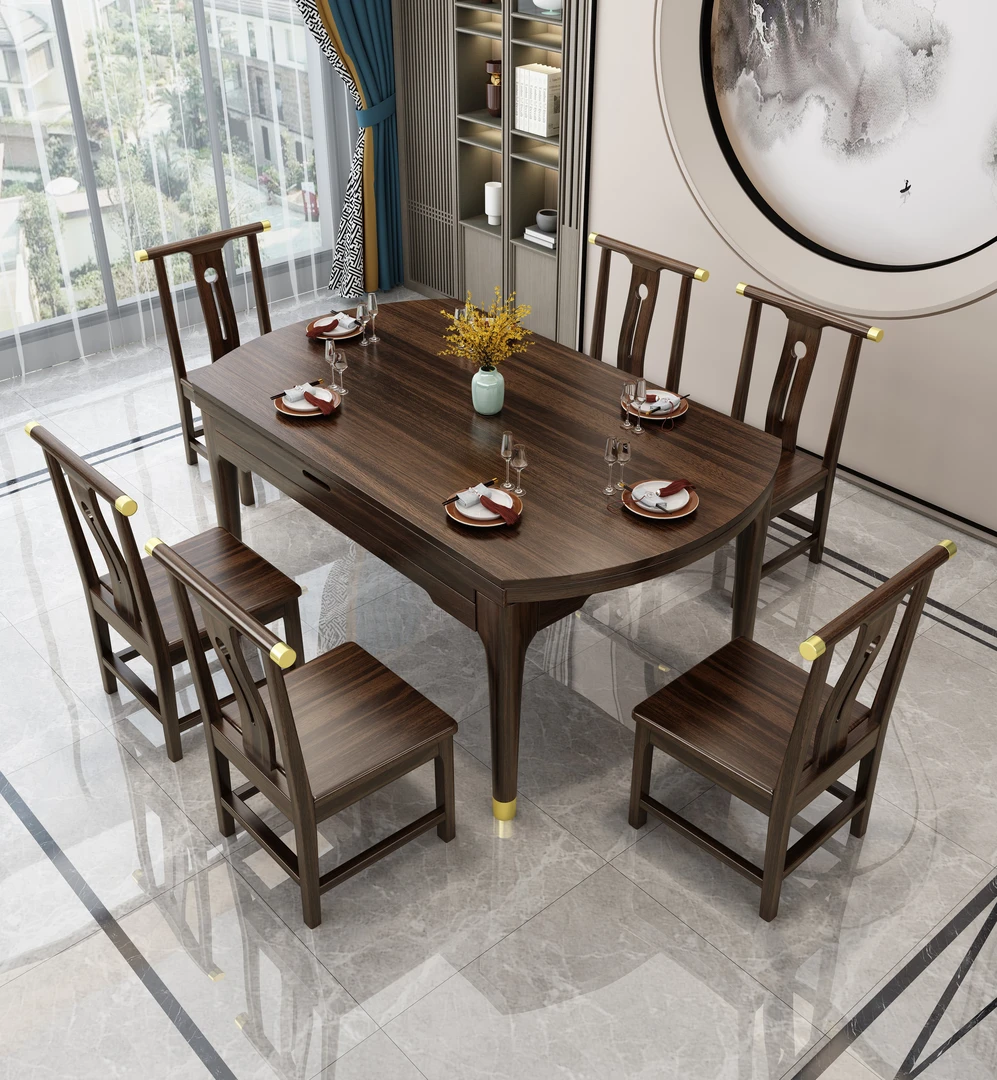 新中式实木餐桌椅组合现代简约家用餐桌