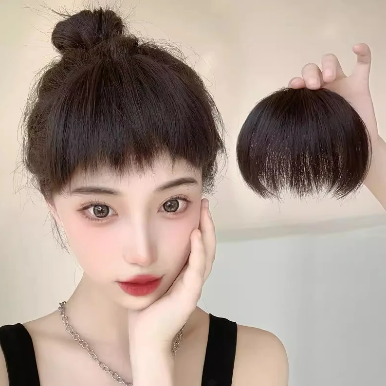 空气刘海片贴头发狗啃刘海假刘海发片额头刘海假发女真发自然前额