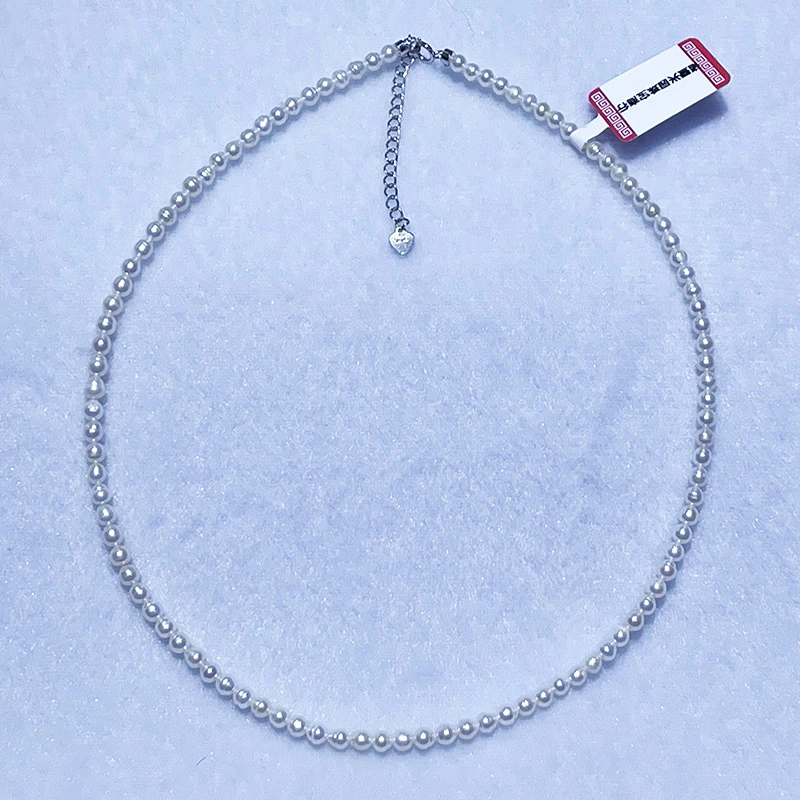 诸暨天然淡水无核珍珠3-4mm不规则款小米珠项链白亮强光时尚百搭