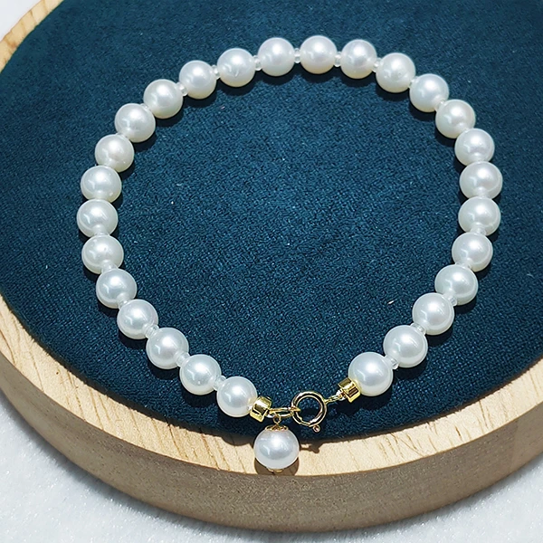 诸暨淡水无核珍珠5-6mm圆珠18k金手链【小铃铛款】百搭时尚女士礼物