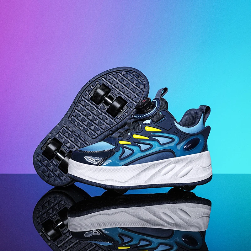 暴走鞋儿童四轮带旋转纽扣溜冰鞋中大童儿童鞋子