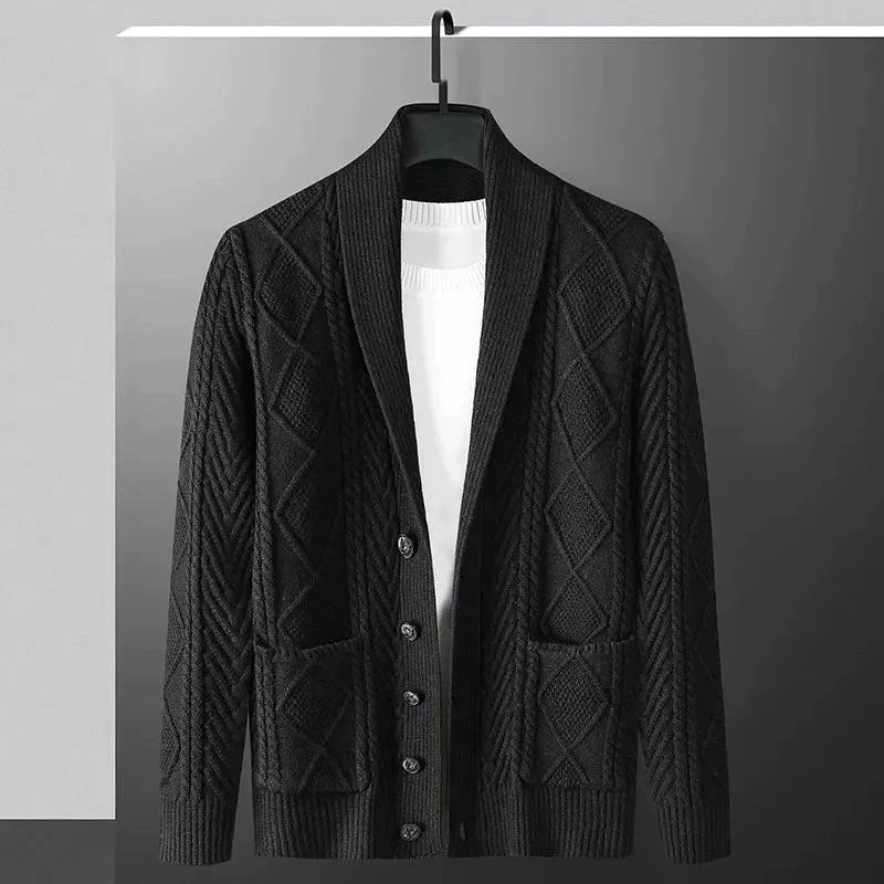 男士2023年新款针织衫男装大码加厚开衫外套秋新款粗线衣毛衣男潮