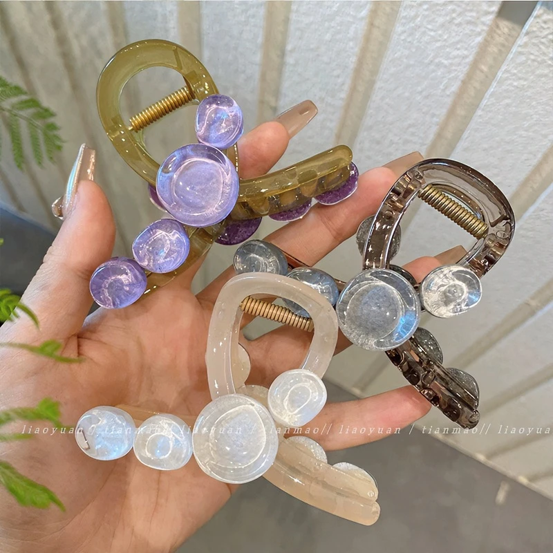 LELE超清爽~气质夏季盘发抓夹大号发夹女后脑勺亚克力鲨鱼夹发卡