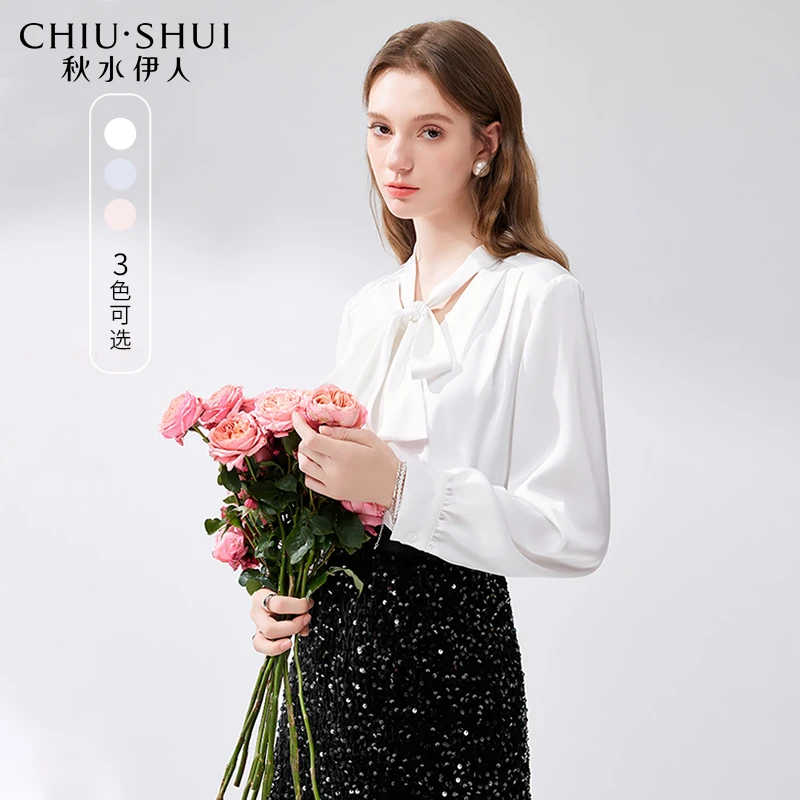 秋水伊人氛围感简约通勤雪纺衫2024年春季新款女百搭直筒显瘦上衣