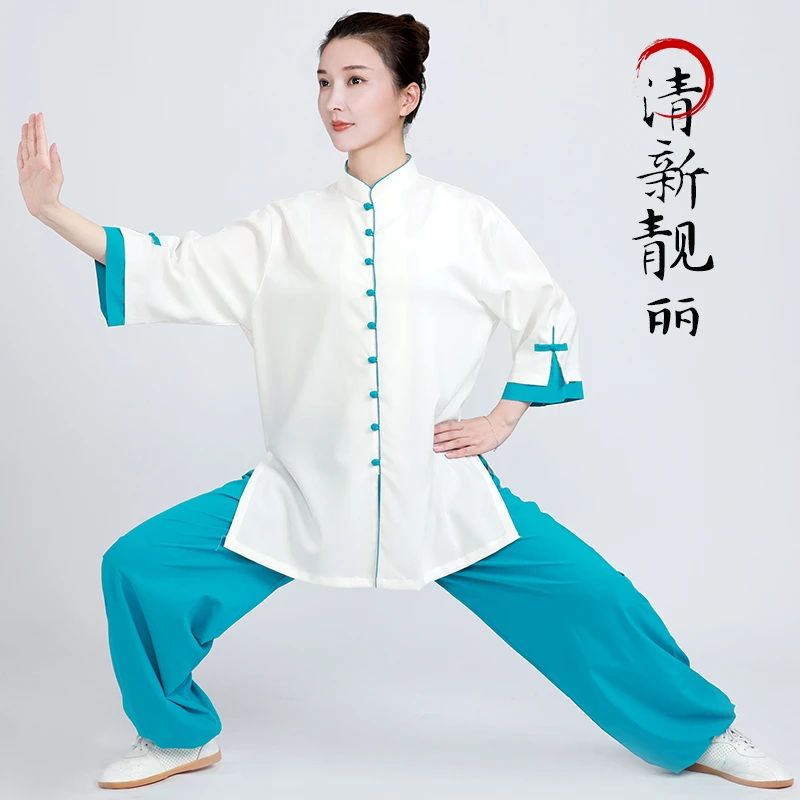 太极服夏天新款棉麻亚麻太极拳练功服女夏季短袖透气八段锦服装