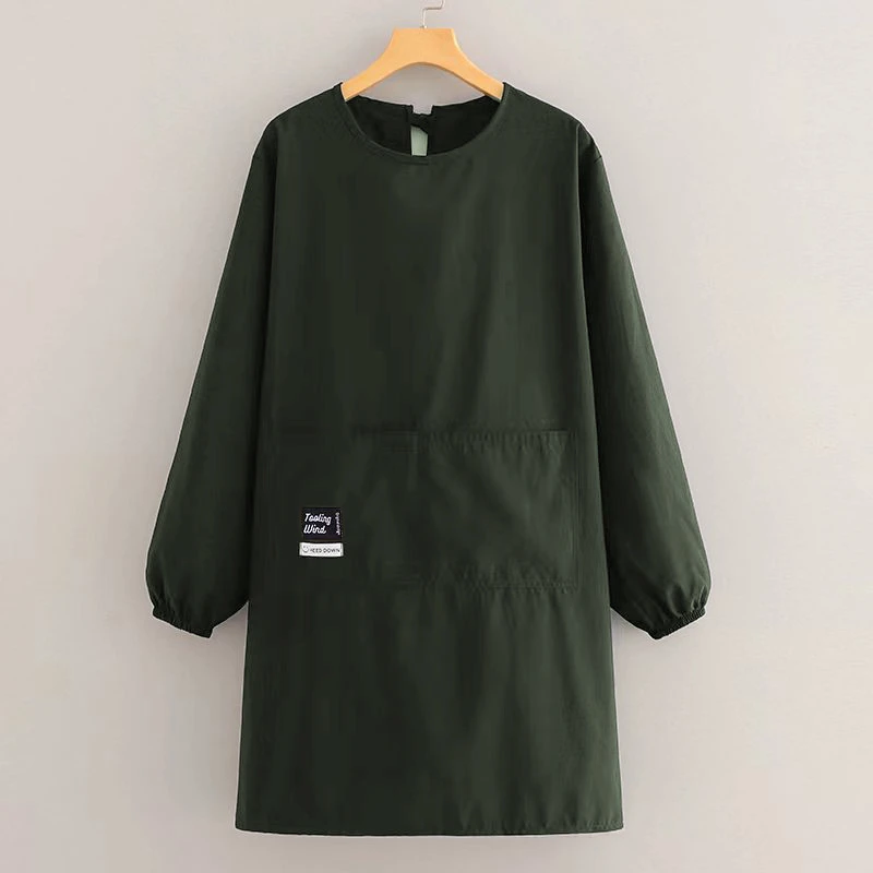 长袖新款围裙时尚透气防泼水厨房做饭罩衣理发店宠物店光滑工作服