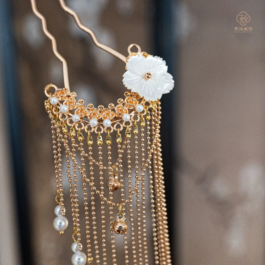 原创手作【舞清帘】U钗汉服旗袍中式发簪现代古风木质新中式花朵u型