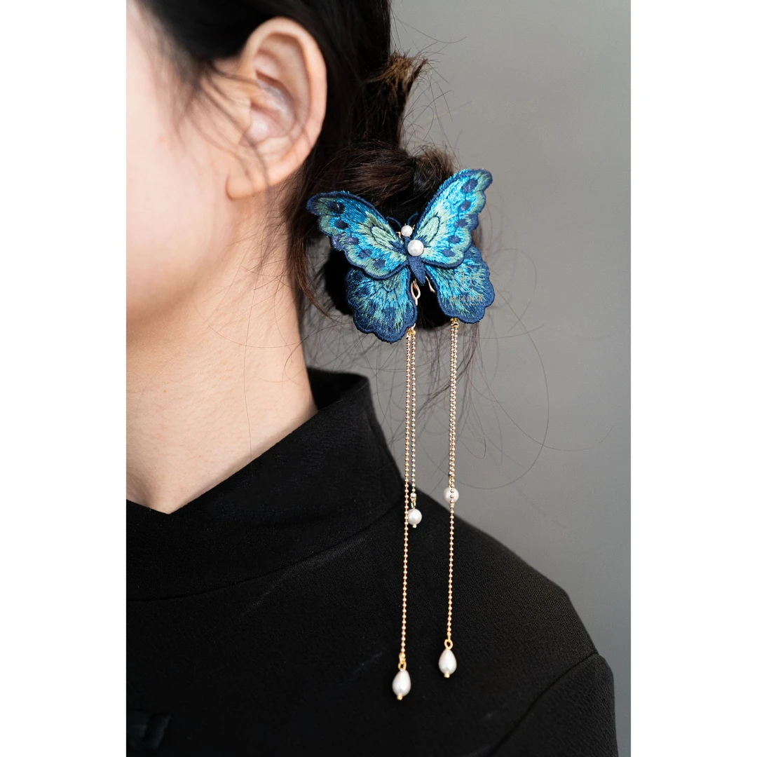 【锦绣】手工刺绣纯铜汉服新中式发簪子中国风流苏古风日常百搭礼物