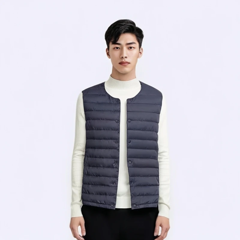 男士轻薄羽绒服马甲背心休闲轻薄保暖韩版潮流打底外套男装白鸭绒