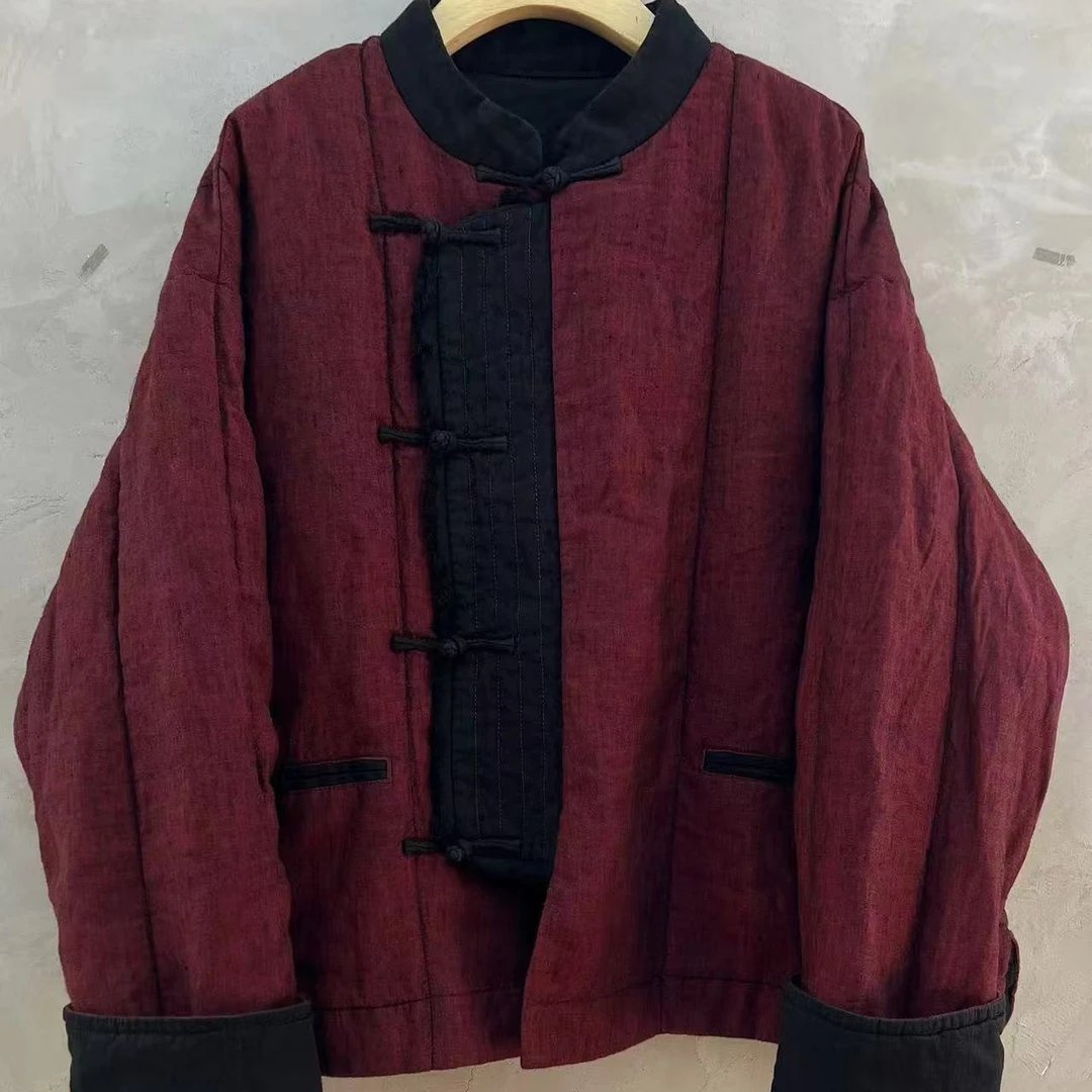 依梦分享-古澜木3269 亚麻 舒适 休闲 棉衣。长60.围130.