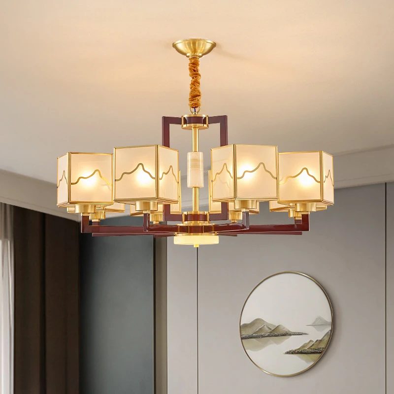 新中式餐厅吊灯家用禅意卧室大气书房酒店大厅客厅灯别墅复式楼灯