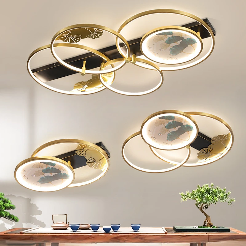 新中式客厅主卧吸顶灯中国风房间LED灯大气餐厅灯全屋圆形灯具