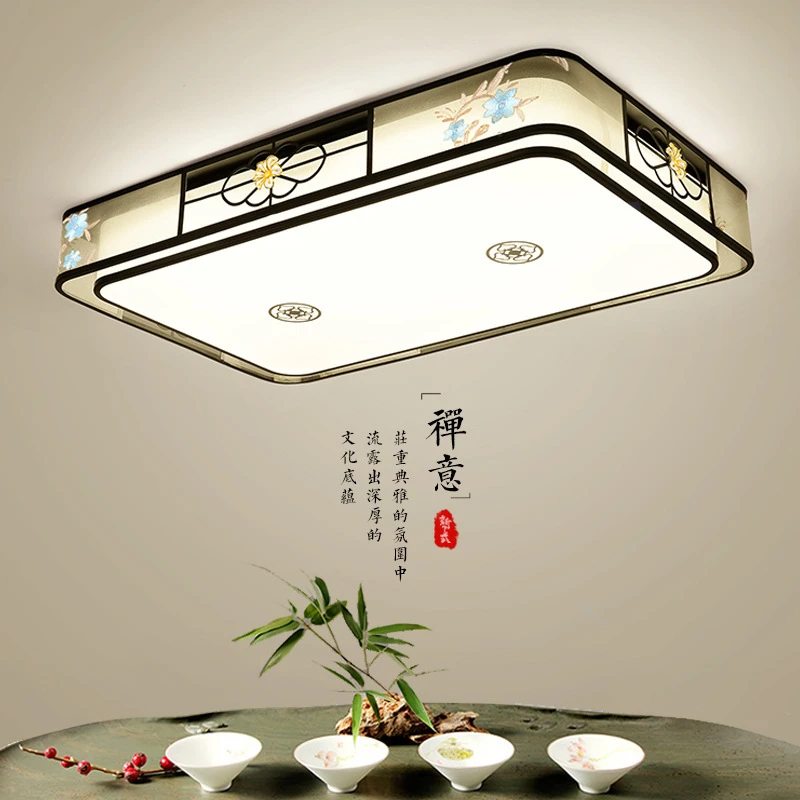 禅意新中式吸顶灯客厅中国风阳台长方形卧室家用吸顶灯大气餐厅灯