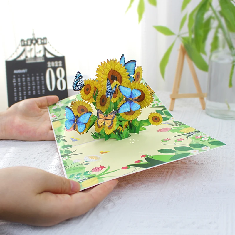 繁花似锦3D立体贺卡 教师节学生送老师小清新感恩卡片生日祝福