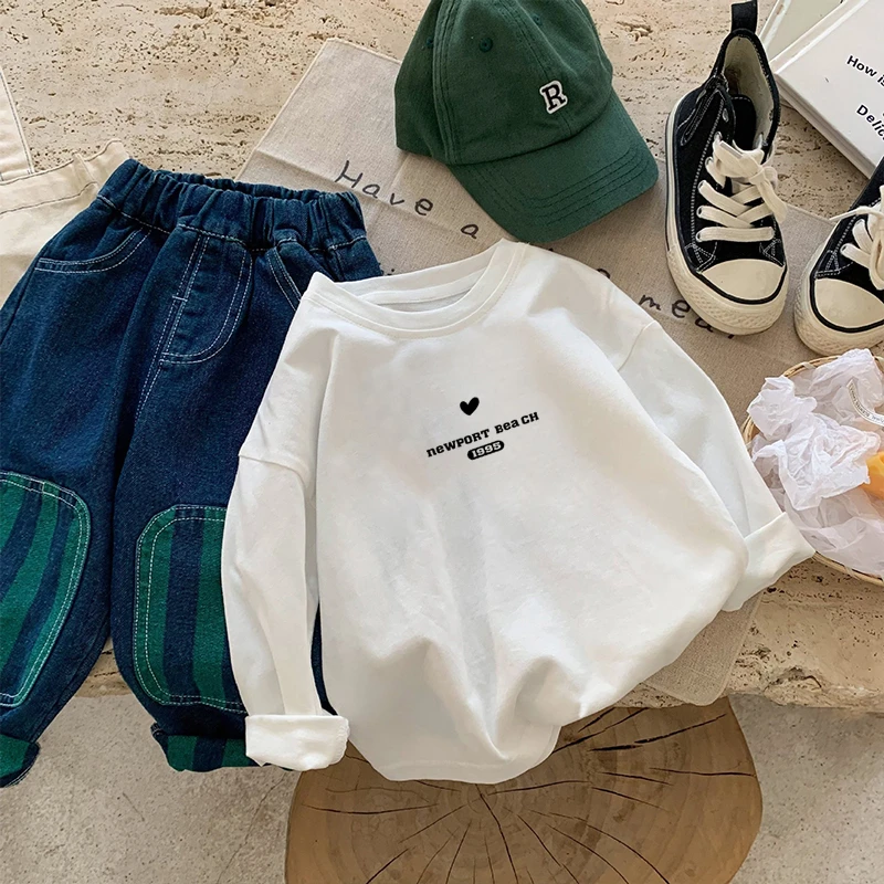 2024春秋季宝宝儿童打底衫男女童韩版长袖t恤圆领百搭休闲上衣