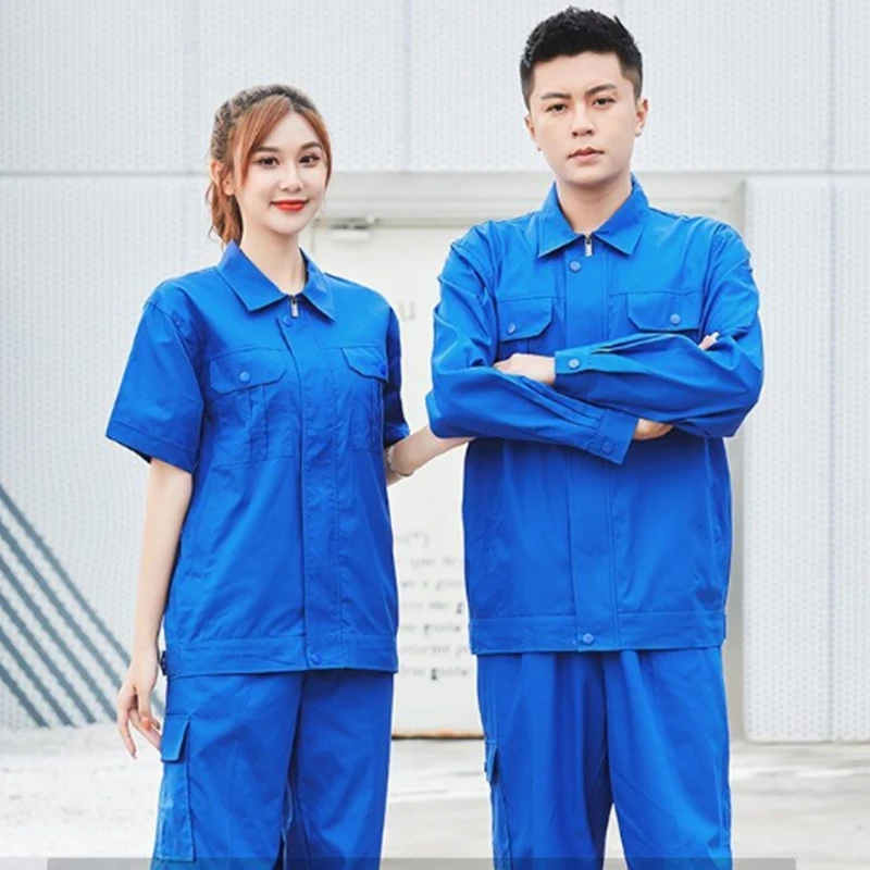 夏季纯棉工作服男焊工薄款劳保电厂工装夏装劳动工程短袖长袖定制
