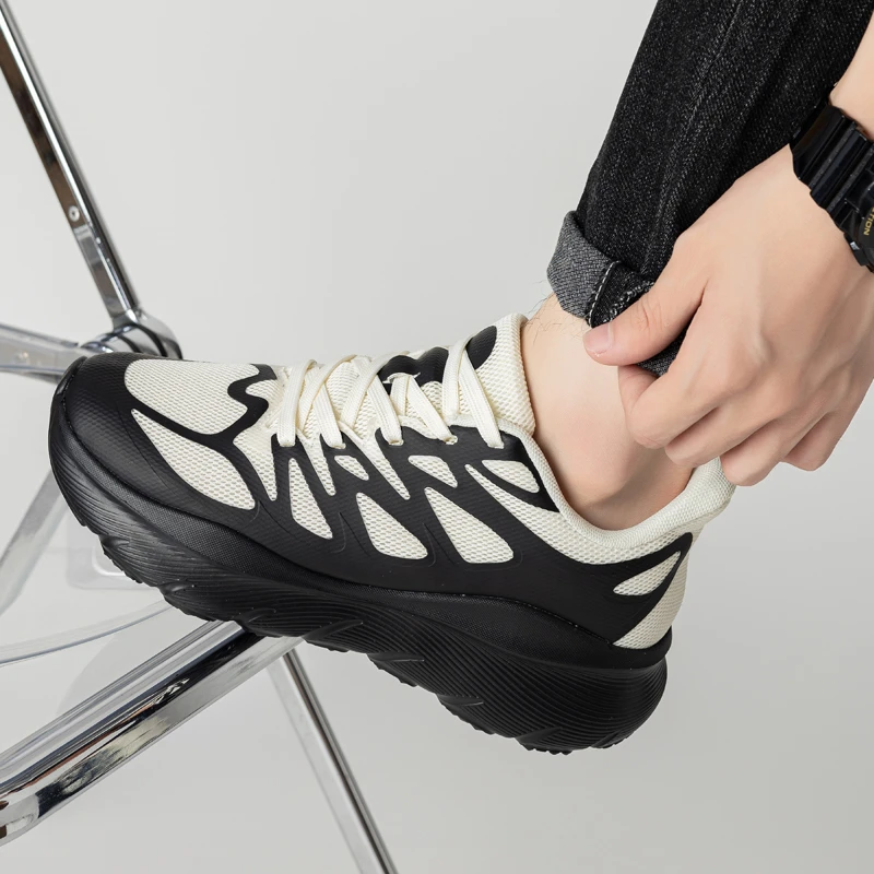 运动鞋男2024秋季新款高颜值网红厚底增高网面透气熊猫鞋跑步鞋子