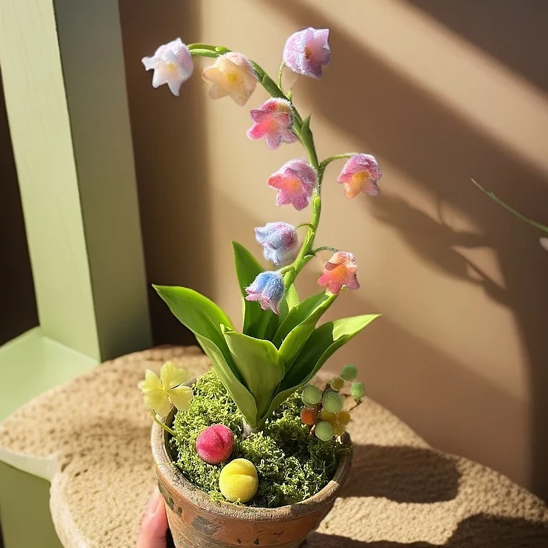 粘土手工七彩毛铃兰单支不带其他配花