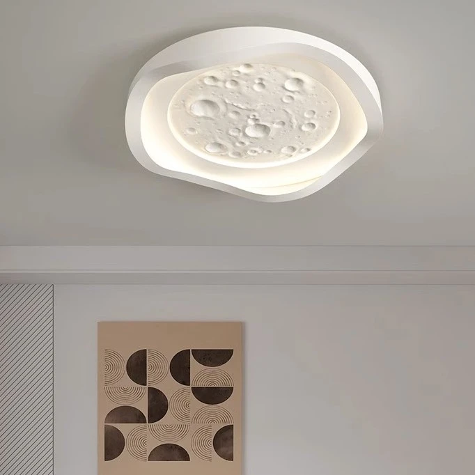 鹿家良品全光谱护眼奶油风月球卧室书房吸顶灯具现代简约房间主灯