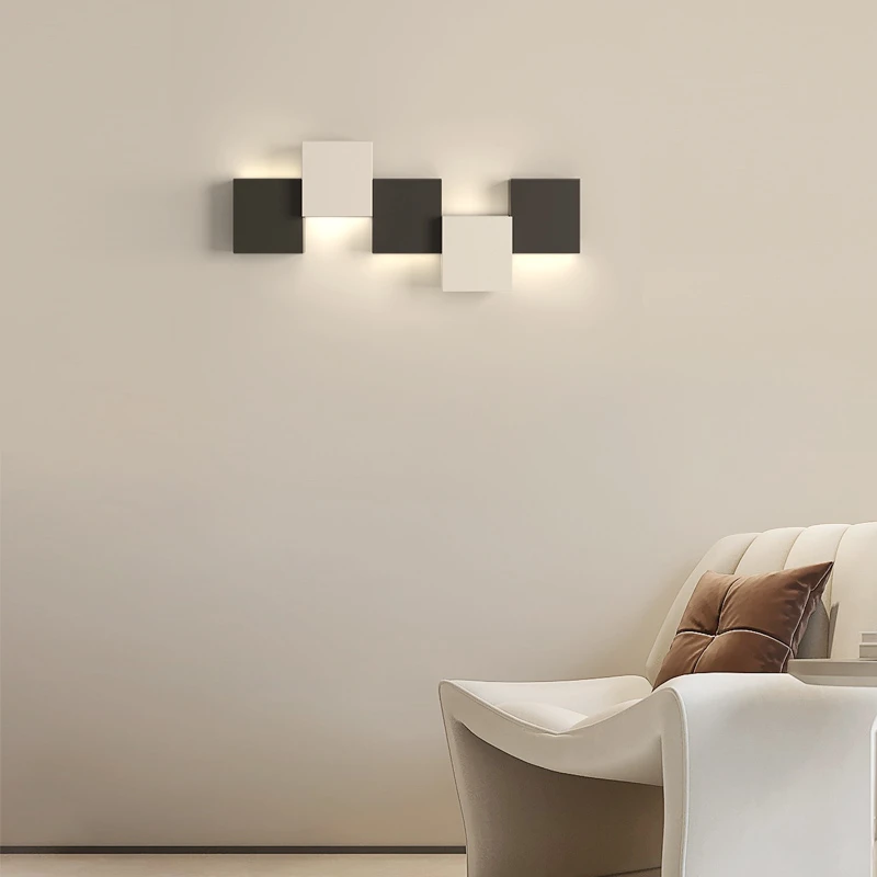 鹿家良品现代简约黑白块壁灯创意设计墙壁灯玄关卧室床头氛围灯具