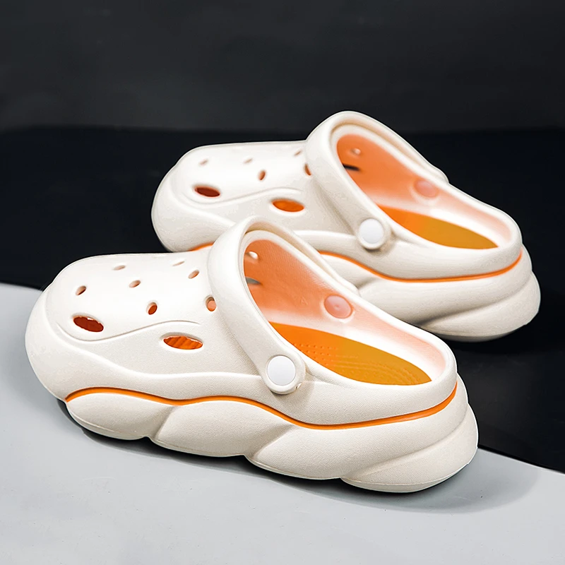 FAVMARTHA洞洞鞋女夏季2023年新款外穿护士时尚防滑孕妇包头厚底