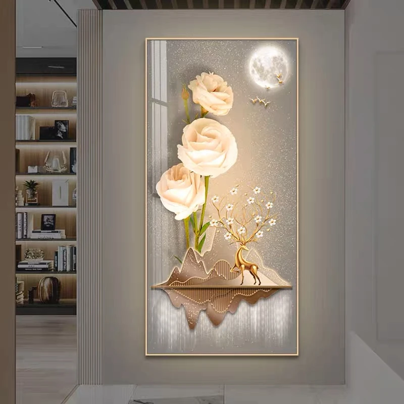 【富贵花开】入户玄关装饰画现代高级感走廊过道画聚财九鱼荷花壁画