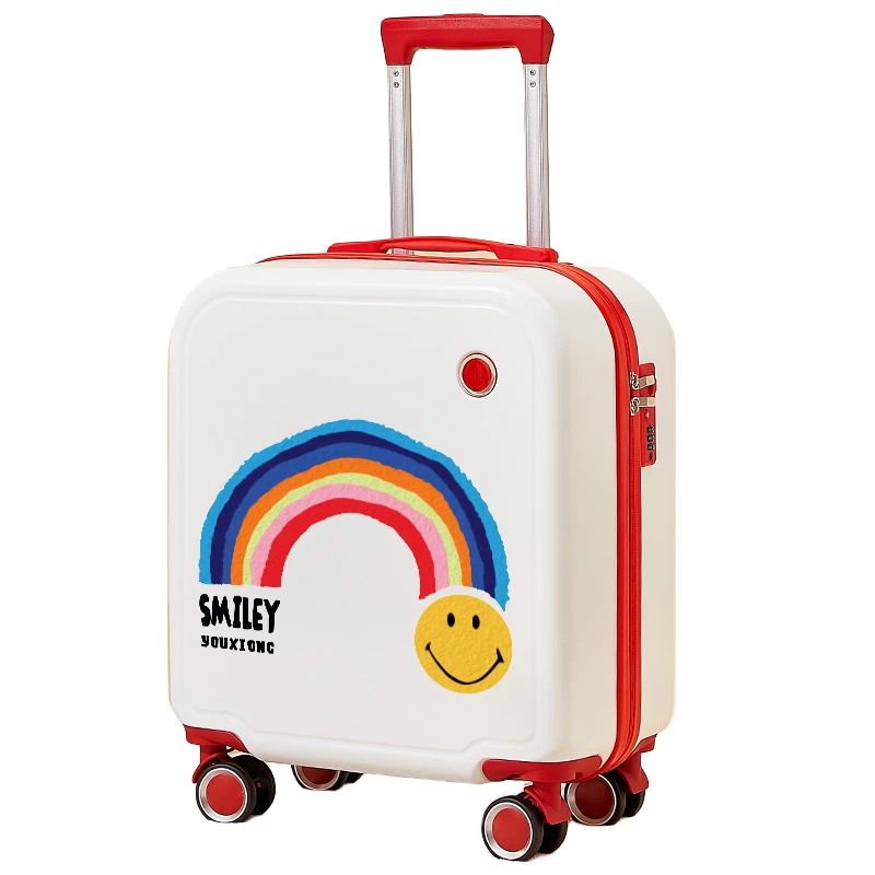 现货儿童行李箱肩包可爱彩虹拉杆箱18寸万向轮登机箱女密码行李箱