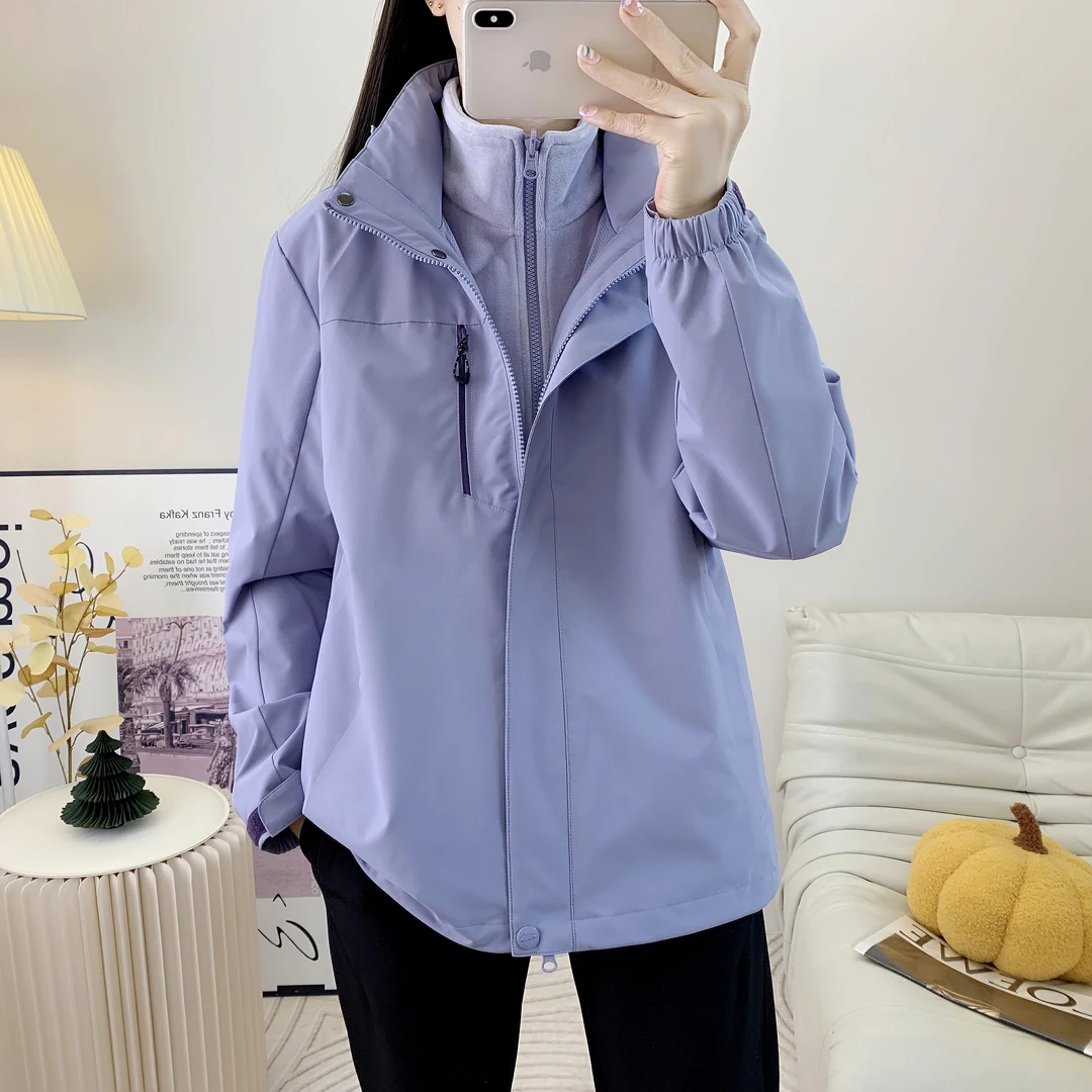 三合一两件套冲锋衣女户外运动登山服外套内胆摇粒绒上衣服秋冬款