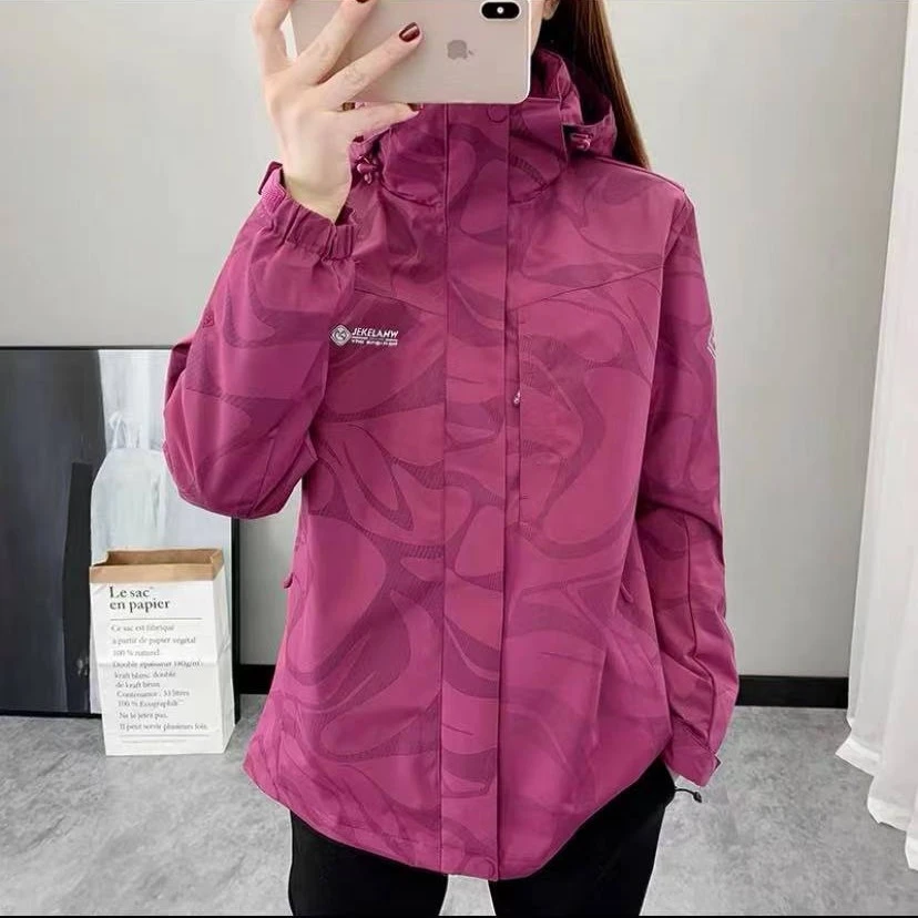 冬季三合一冲锋衣女加厚保暖两件套迷彩外套防水防风透气登山服