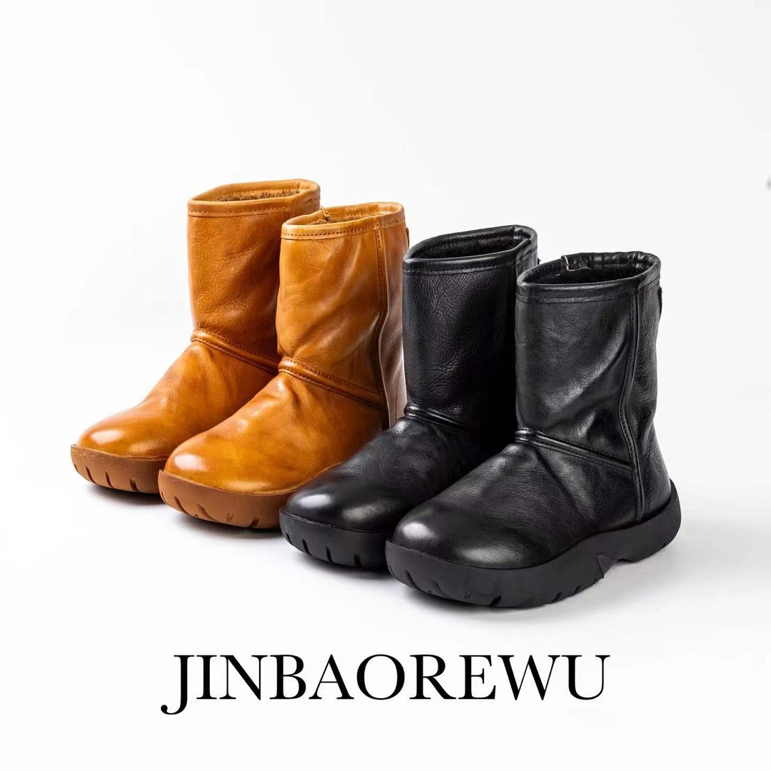JINBAOREWU2023冬季新款低帮雪地靴时尚百搭加绒保暖短筒雪地靴