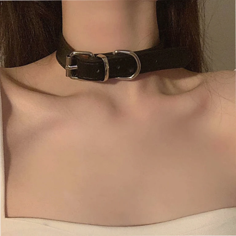 合金项链 项圈女颈链choker小众设计皮颈圈男高级感气质短款百搭