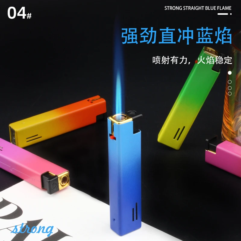 龙顺新款金属方形渐变直冲防风打火机家用个性广告定制订做火机