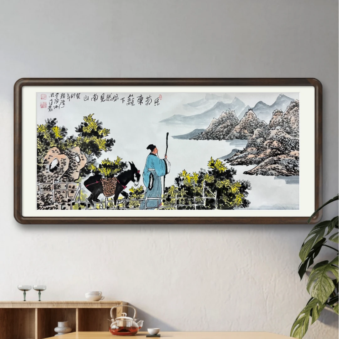 释隆一手绘《饮酒》宣纸180*80cm