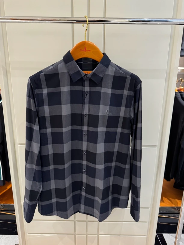 比音勒芬24秋季新品经典格纹衬衫0447