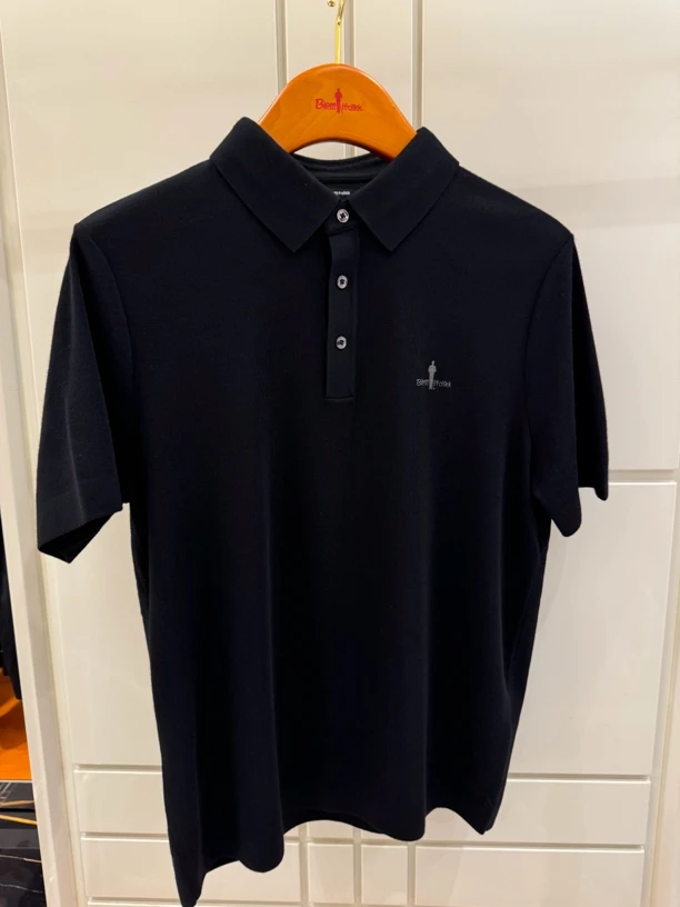 比音勒芬24秋季新品翻领半袖毛衫0160